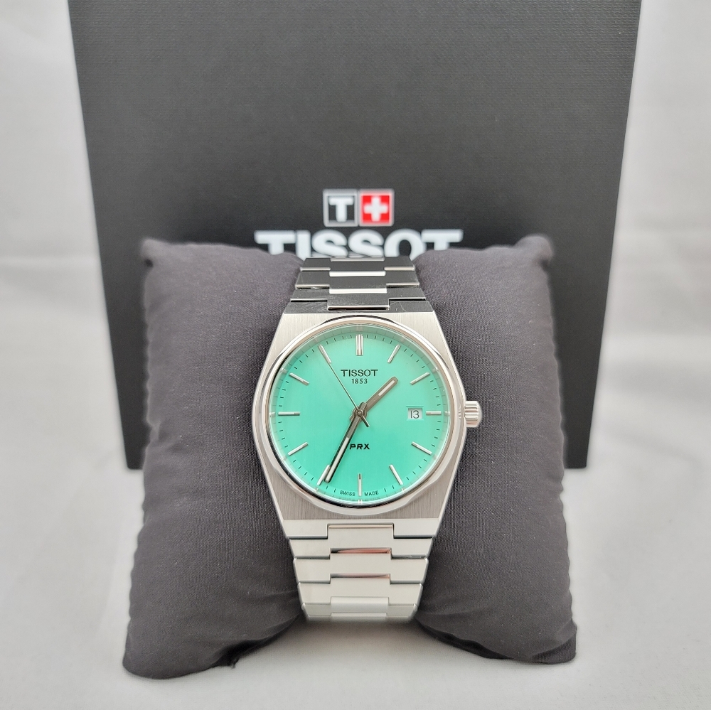 Tissot PRX Stainless Steel Watch with Turquoise Dial